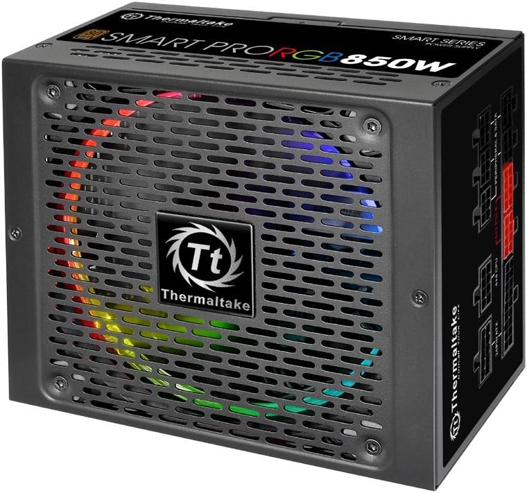 Thermaltake Smart Pro RGB, 80+ Bronze Certified 850W Smart Zero 256-Color RGB Fan Fully Modular ATX Power Supply thumbnail 3