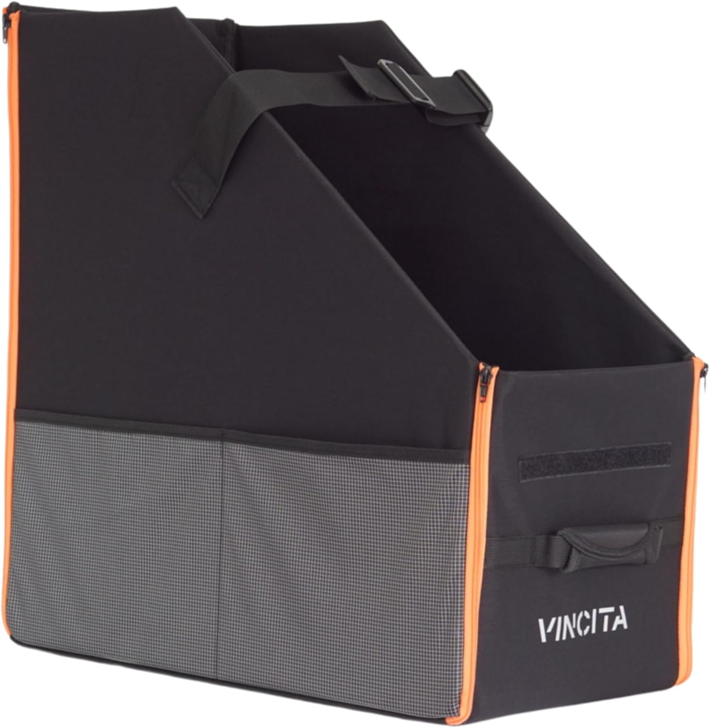 Vincita Keeper Box 2.0 for Folding Bike – Vertical Car Trunk Storage Organizer – Anti-Slip Transport Case with Security Buckle & Side Pockets – Protects Car Interior