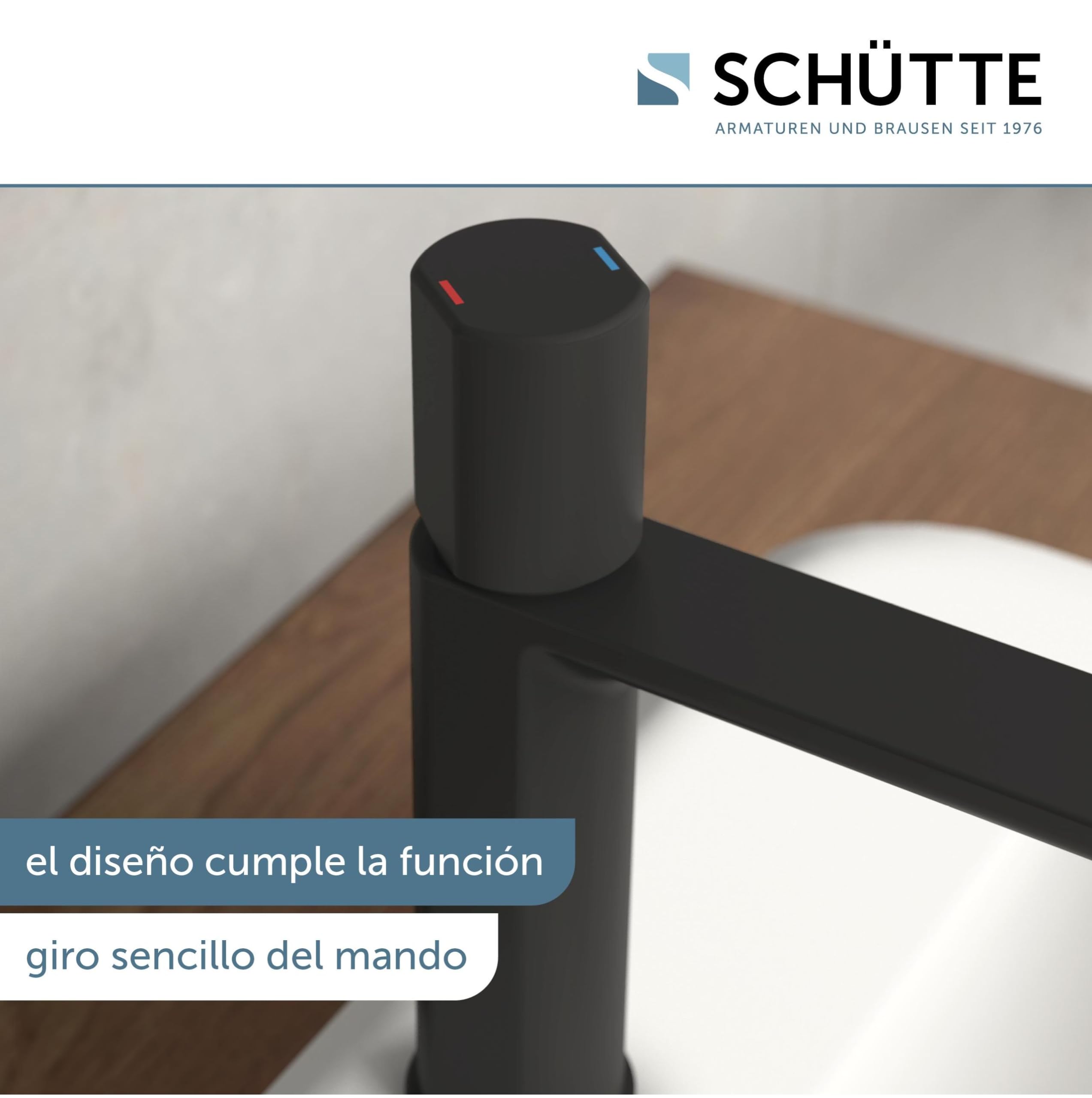 Schütte New York 33616 - Grifo mezclador monomando para lavabo con desagüe, grifo mezclador con válvula emergente, grifo de baño, monomando para baño, color negro