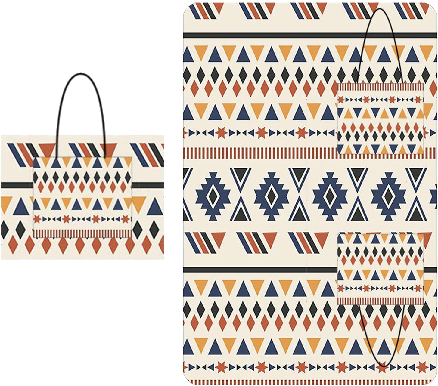 2-in-1 Picnic Blanket Picnic Carry Bag,Large Outdoor Blanket Waterproof Beach Mat 59" x 79" Thickened Picnic Mat for for Beach Camping Lawn Yard Park Tent Grassland,Bohemian Style,Compact & Portable