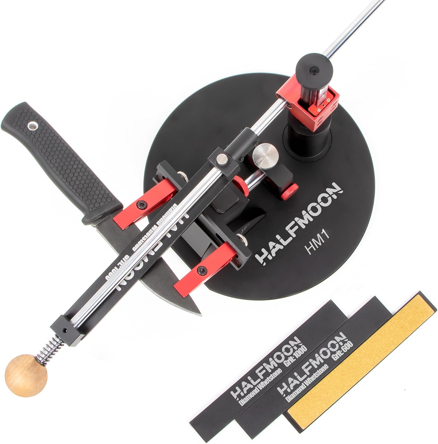 Professional Precision Adjust Knife Sharpener Set with 3 Grit Abrasive Stones (240/600/1000) - Ideal for Folding, Kitchen, Hunting & Pocket Knives