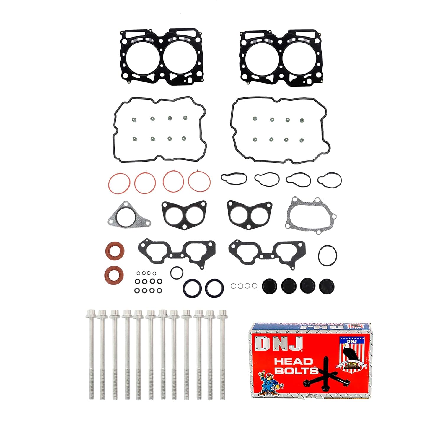 DNJ HGB724 Cylinder Head Gasket Set with Head Bolt Kit for 2010-2014 Subaru Forester Impreza 2.5L H4 16V DOHC 2458cc