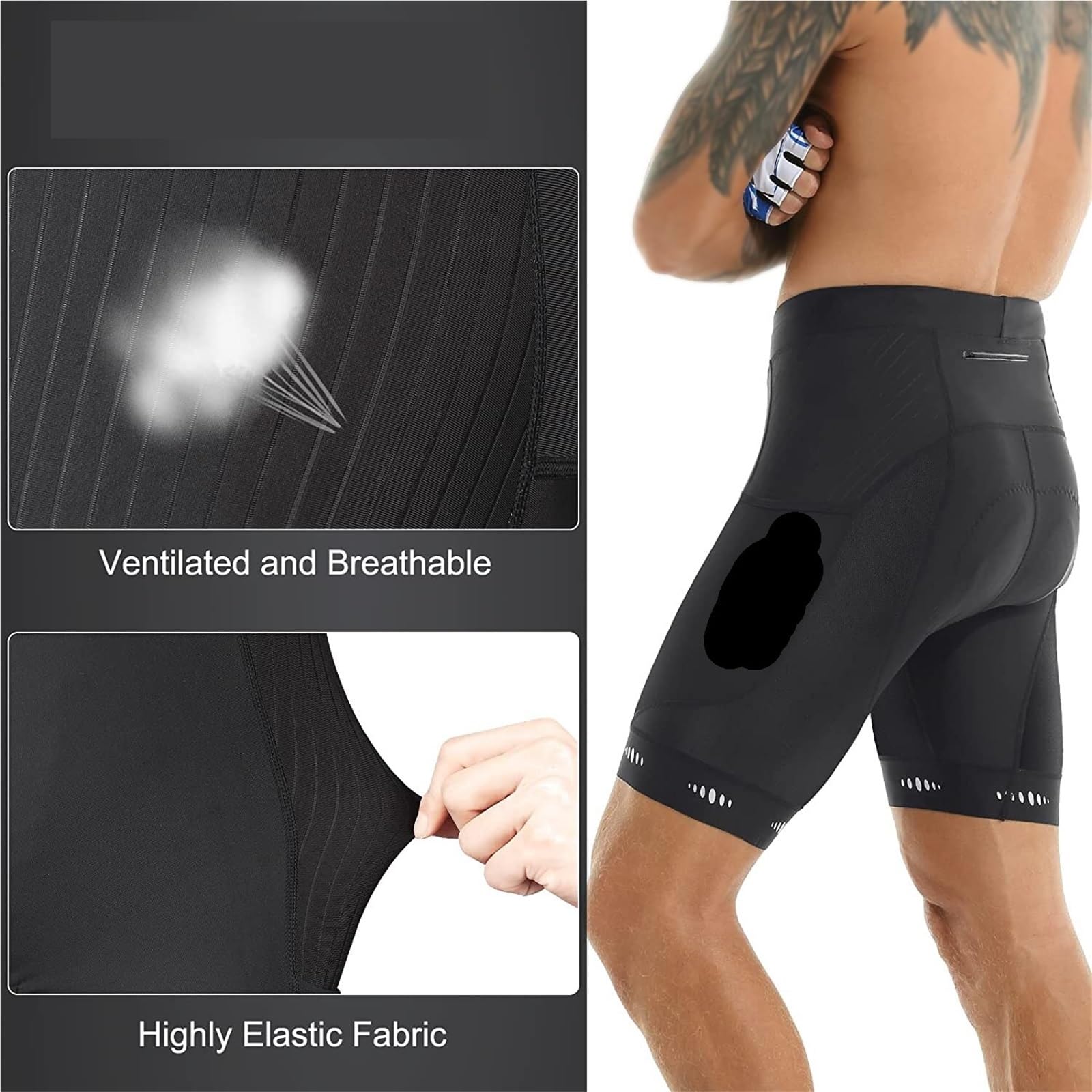 Pantaloncini da Ciclismo Pantaloncini da Ciclismo Uomo con Tasca Posteriore, Imbottiti in Gel 5D, for Mountain Bike, su Strada, Pantaloni Corti(Bicycle Bib Shorts,3XL)