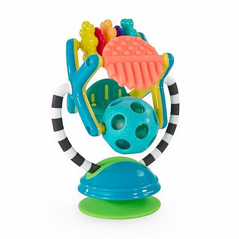 Sassy Teethe & Twirl Sensation Station 2-in-1 Suction Cup High Chair Toy, Developmental Tray Toy for Early Learning, Ages 6+ Months
