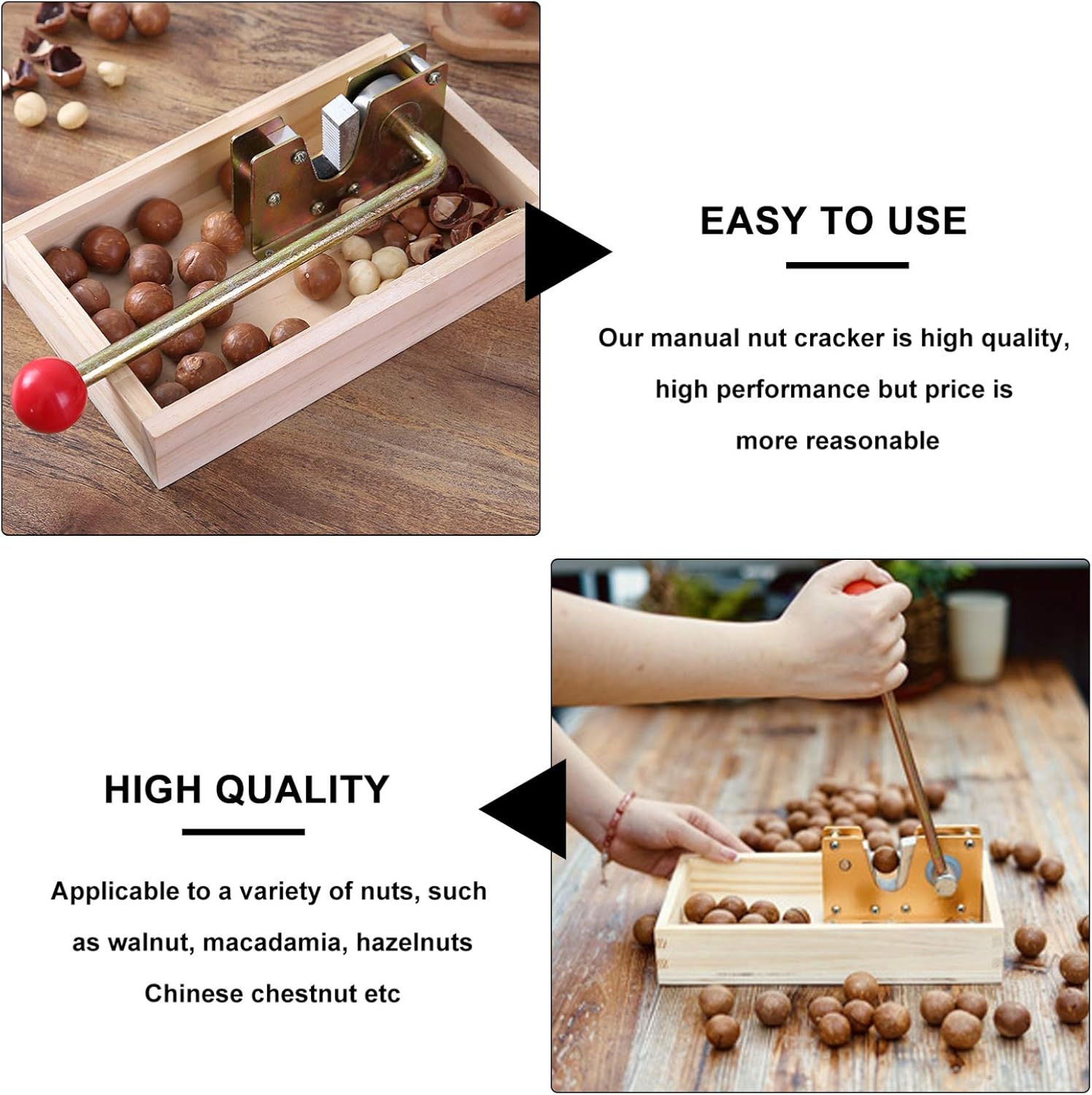 1pc Heavy Duty Nut Cracker Tool Multi-function Walnut Opener for Chestnuts Macadamia and Hazelnuts Design Comfortable to Hold Handle