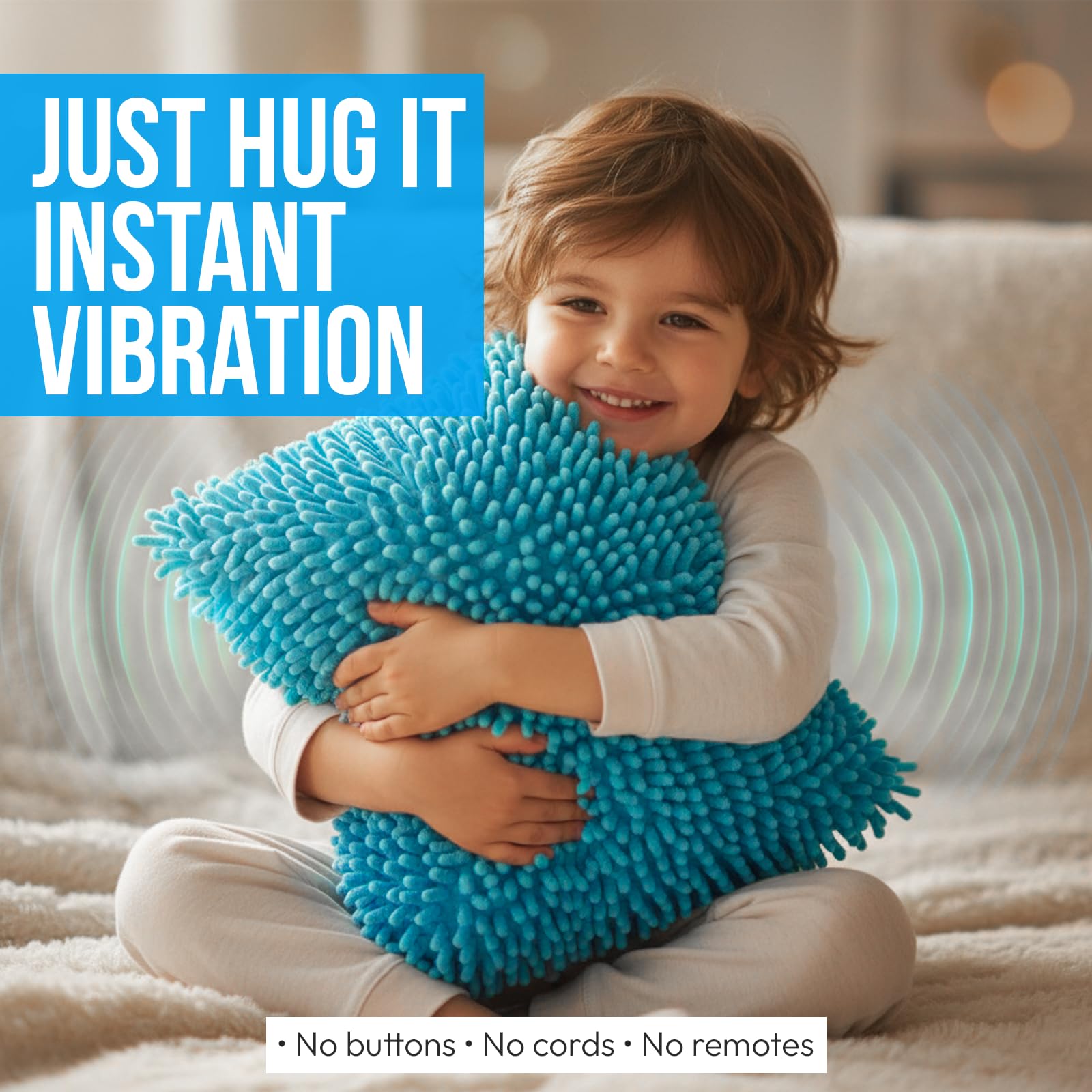 Vibrating Sensory Pillow for Kids, 12 x 12 Calming Minky Sequin Pillow — Amazon image 5