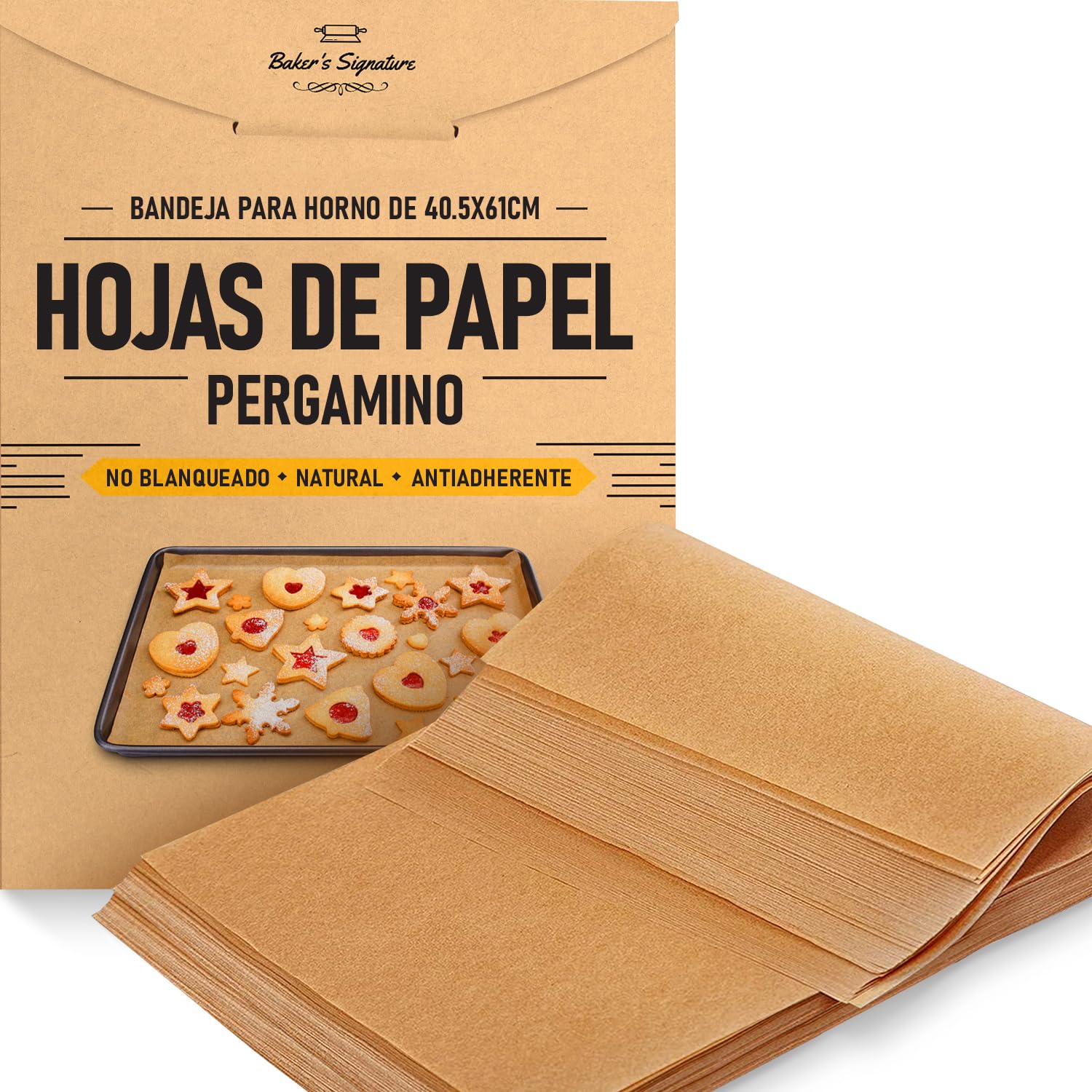 [220 hojas] Bandeja para hornear de papel pergamino de 40x60 cm de Baker's Signature