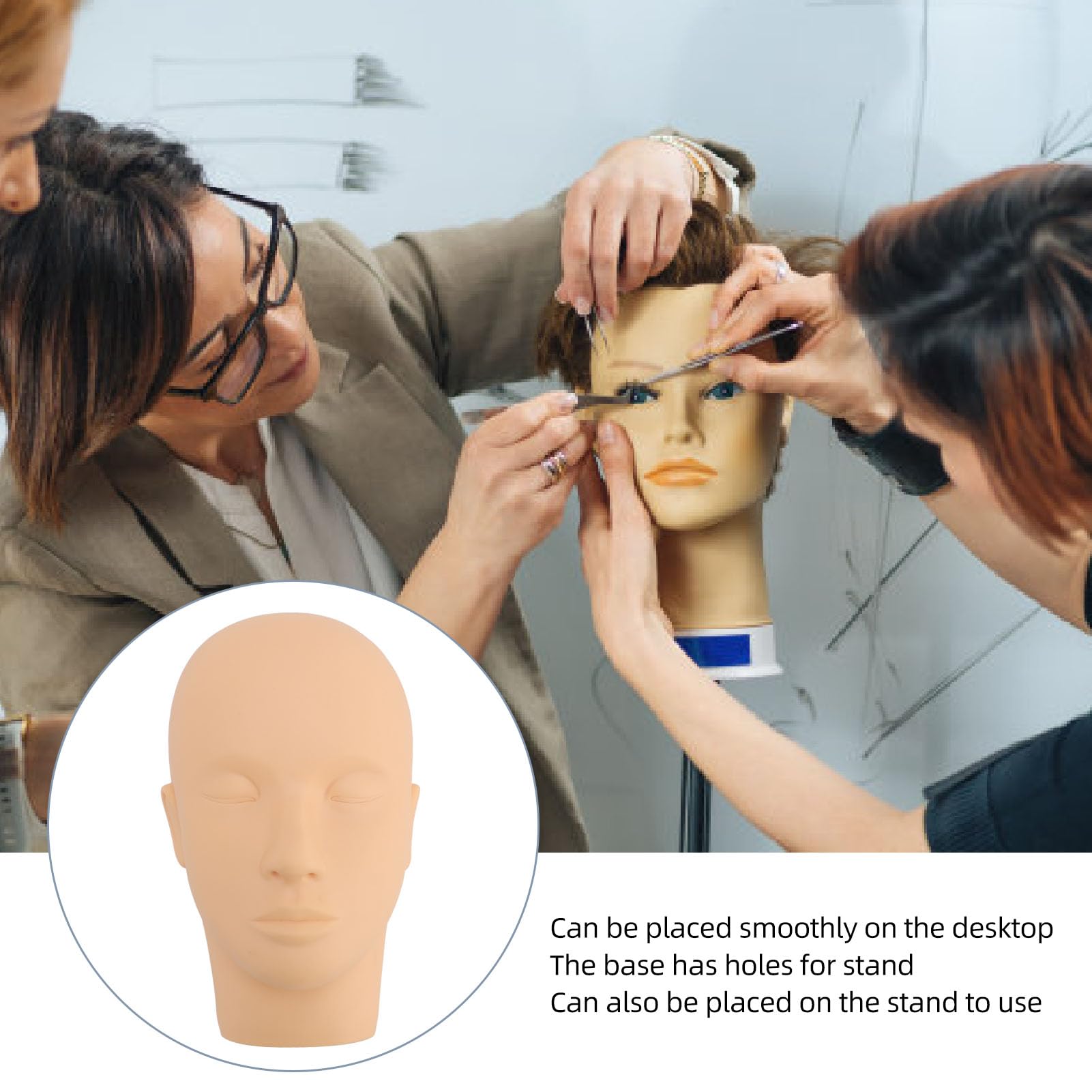 Premium PVC Soft Rubber Massage Practice Training Head Model, Washable and Reusable, for Makeup Beauty Skin Care Massage - Image 2