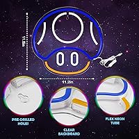 Vista 3 de Kavaas Letrero de Neón para Videojuegos, Letrero de Neón de Hongo para Decoración de Sala de Juegos, Cueva de Hombre, Habitación de Niños