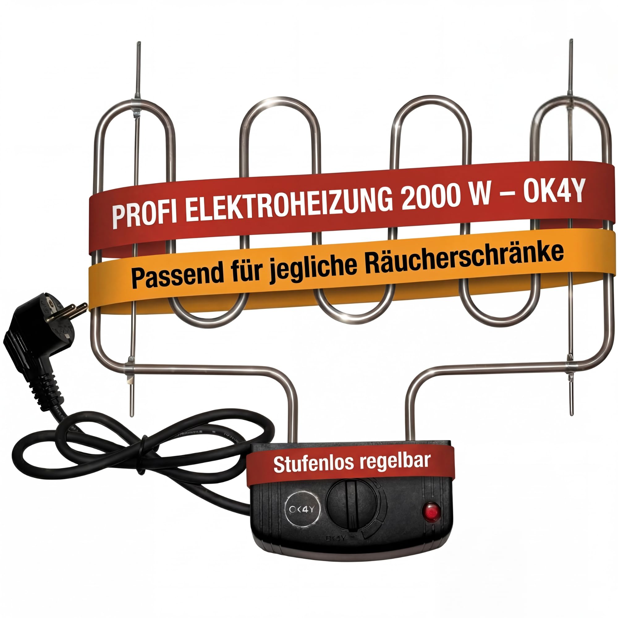 Stufa elettrica professionale 2000 W – Spirale riscaldante per affumicatore e affumicatore, serpente di riscaldamento universale per modelli di altri produttori, elettrico, regolabile in modo