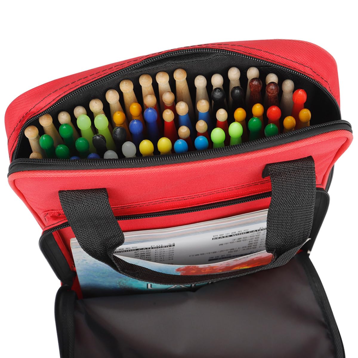 Bolsa para Baquetas de Batería Roja, de Algodón, Fácil de Transportar, Diseño Acolchado para Uso en Salas de Práctica y Escenarios