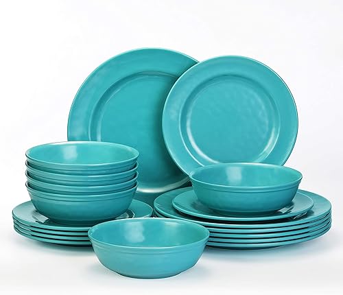 TP Juego de vajilla para 6 personas, platos extendidos y hondos de melamina, 18 piezas TP Juego de vajilla para 6 personas, platos extendidos y hondos de melamina, 18 piezas
