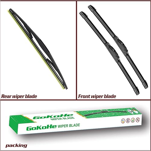 Miniatura 2 de Limpiaparabrisas delantero y trasero (paquete de 3 piezas) de repuesto para Honda Pilot 2016-2022 de 26 pulgadas + 24 pulgadas y limpiaparabrisas