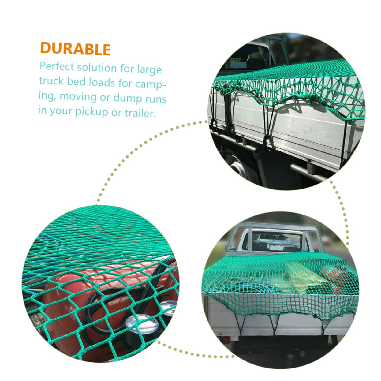 Rete di Carico e 15 Ganci per Cassone Pick-up in Nailon Resistente All'abrasione con Cinghie Elastiche 2,5x3,5 M per Campeggio e Trasporto Bagagli
