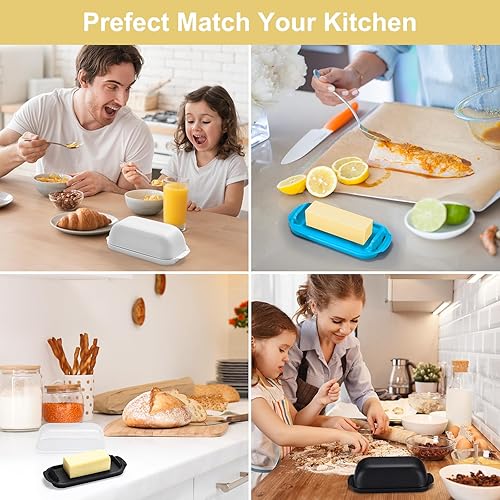 Miniatura 8 de AONCO Mantequillera, recipiente para mantequilla con tapa transparente para encimera, mantequillera irrompible para decoración de cocina del hogar,
