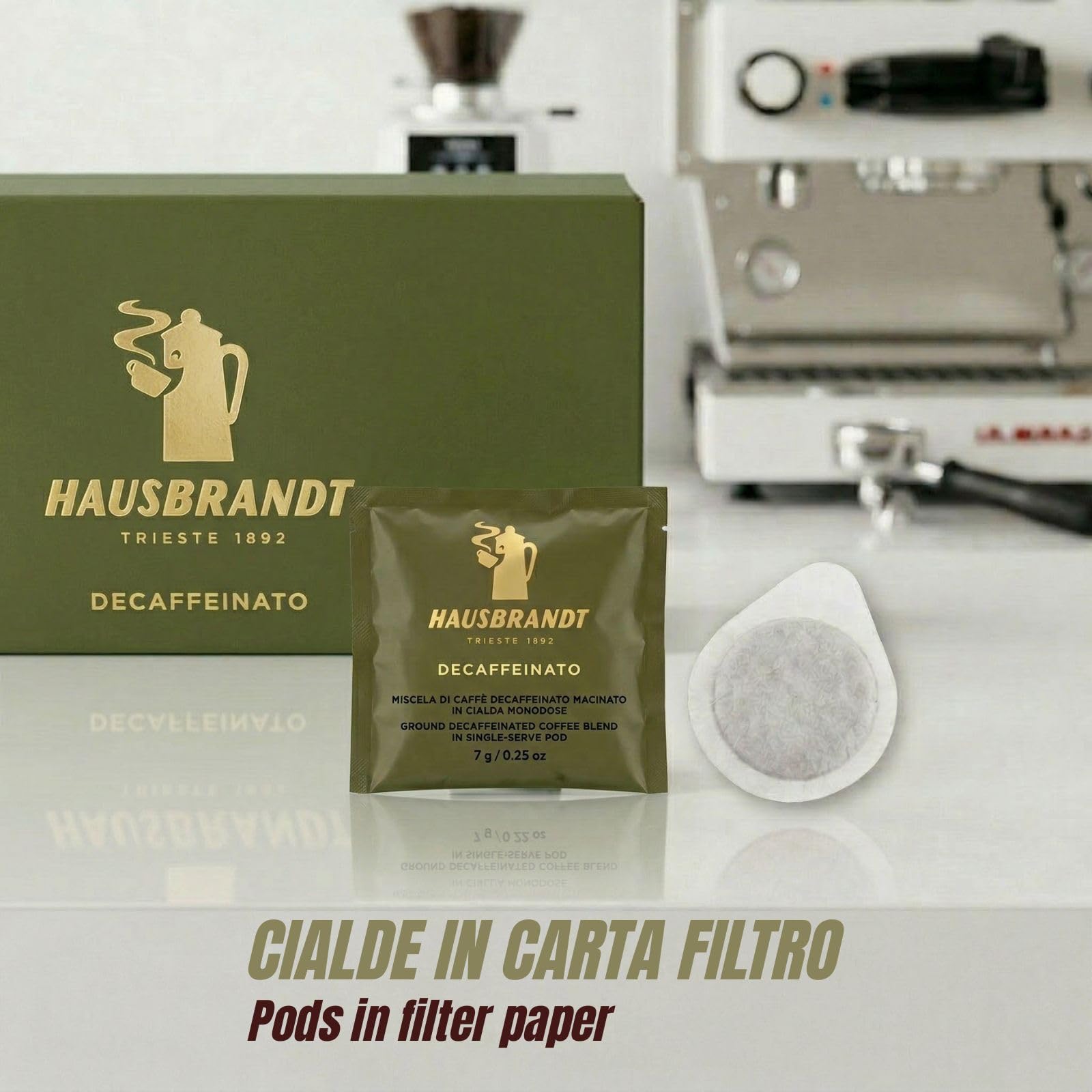 HAUSBRANDT Caffè Decaffeinato in Cialde, 72 Cialde Monodose in Carta Filtro, Macinato, 7g Cialda, 504g