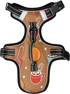 Gingerbread Cookies Dog Harness Adjustable Soft Oxford Pet Vest No Pull Reflective Dog Vest Harness with Handle for Walking Training, M