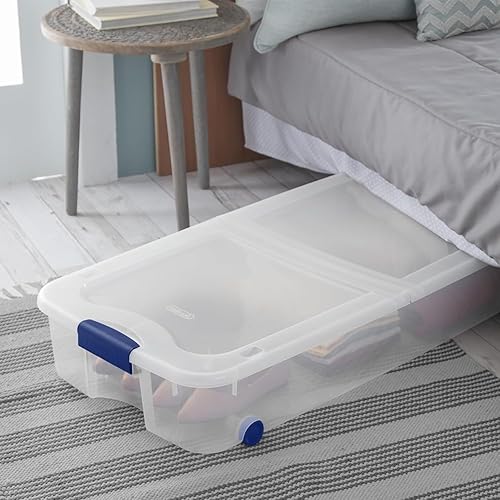 Miniatura 4 de Contenedor de almacenamiento transparente de 66 cuartos de galón, contenedor apilable con tapa de pestillo, recipientes de plástico transparente,