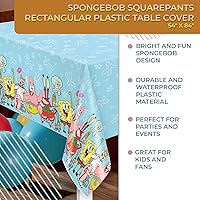 Vista 4 de Spongebob Squarepants - Mantel rectangular de plástico, 54 x 84 pulgadas, ideal para cumpleaños y fiestas de niños