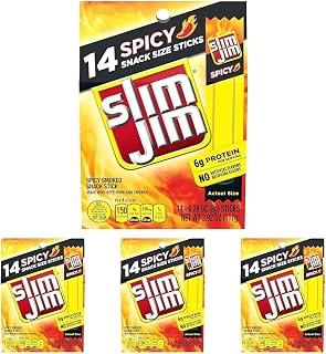Smoked Meat Sticks, Spicy Flavor, 6g Protein Per Serving, Snack Size, Father's Day Gift, 0.28 oz. (14 Count) (Pack of 4)