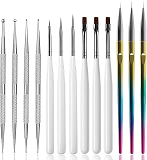 13 Pcs Nail Dotting Tool Set, Nail Art Brush Ket, Nails Supplies Stailess Steel Dotting Pen Rhinestone Picker Tool Pottery Tools Nail Art Gel Polish Liner Brushes
