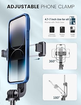 ANXRE Travel Selfie Stick Tripod with Fill Light&Wireless Detachable Remote