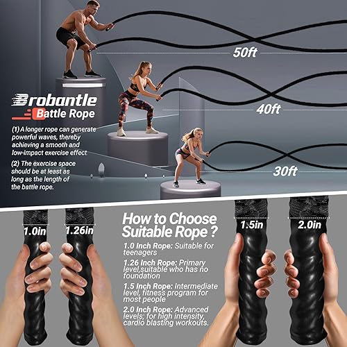 Miniatura 5 de Cuerda de batalla para ejercicio, cuerda de entrenamiento, cuerda de ejercicio, cuerdas de batalla para gimnasio en casa, cuerdas pesadas para