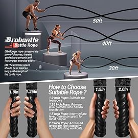 Brobantle Battle Rope 1 Inch Diameter,30FT Exercise Workout Ropes for Home Gym Heavy Weighted Training Rope for Working Out