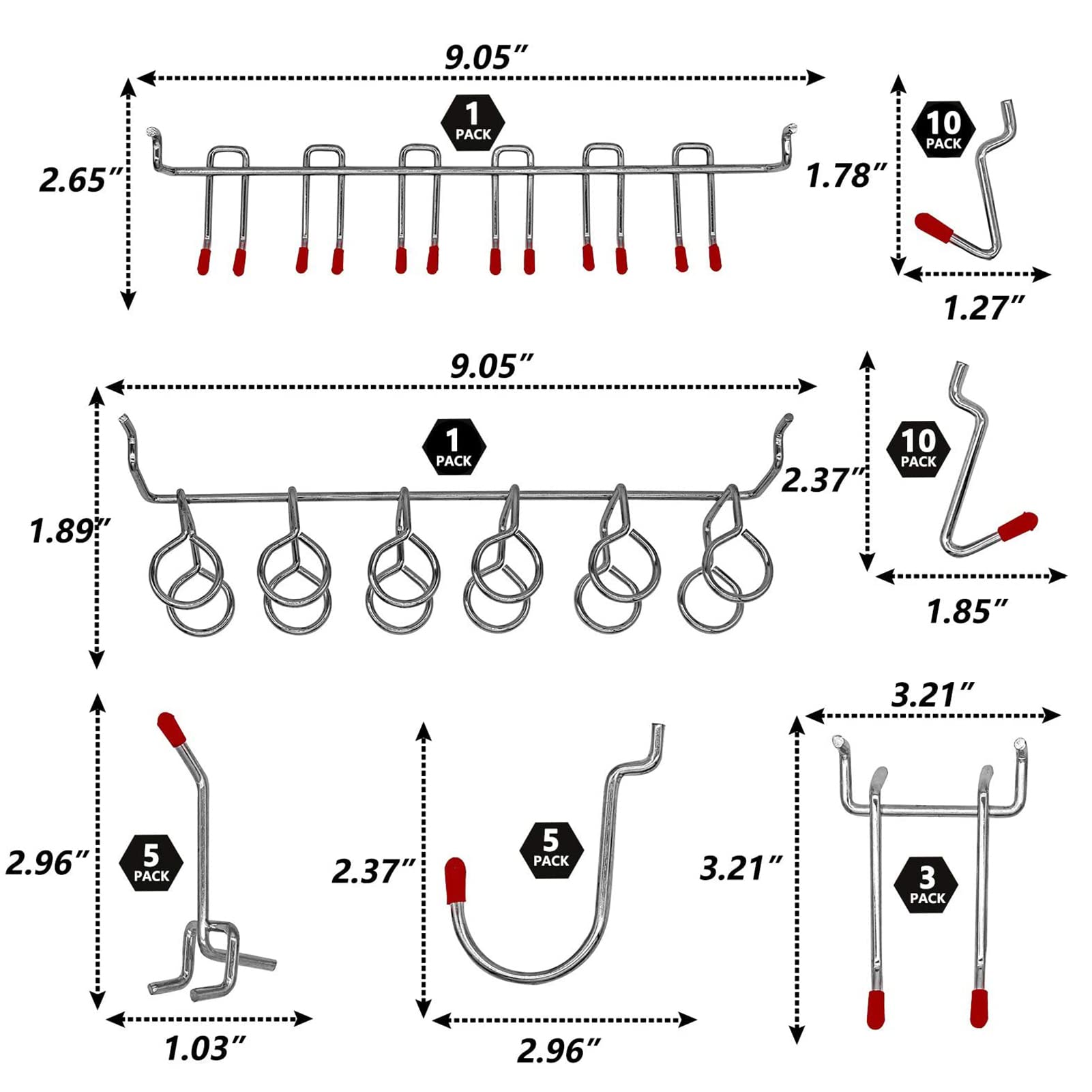 114 stks Pegboard Haken Assortiment met Metalen Haken