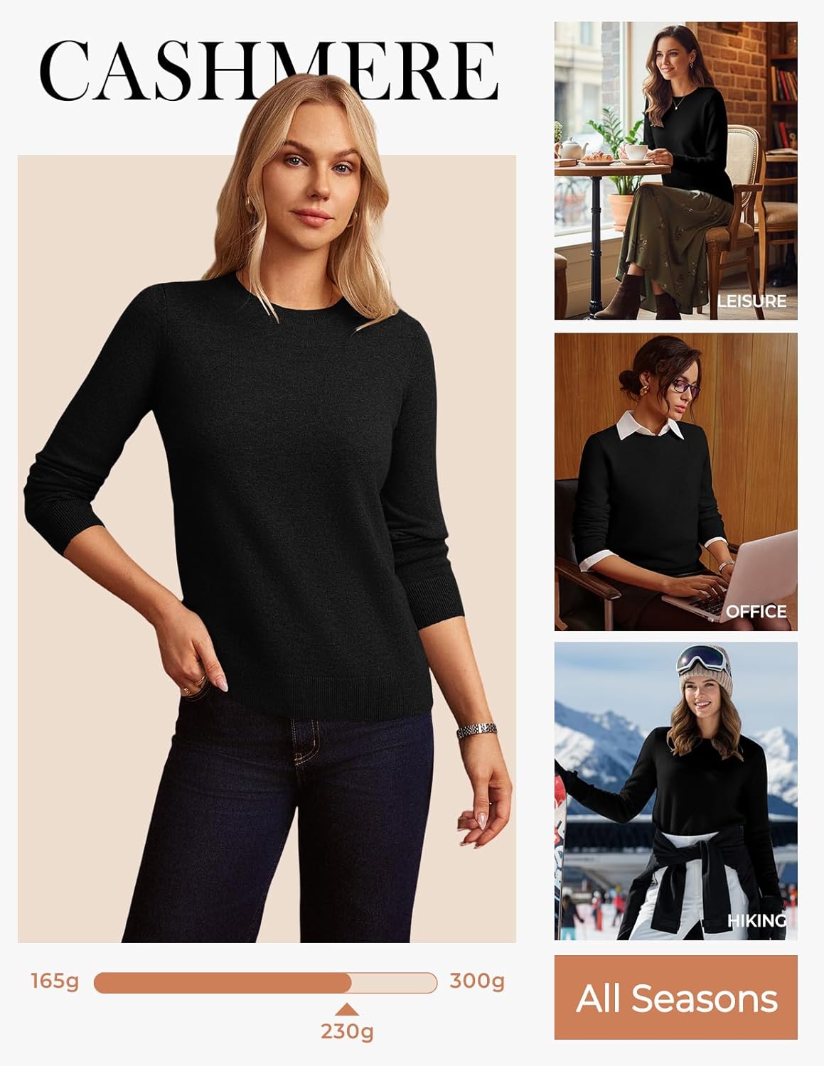 GRACE KARIN Cashmere Sweaters for Women Merino Wool Long Sleeve Sweater Casual Fall Crew Neck Sweater with Socks 2026 - Image 5