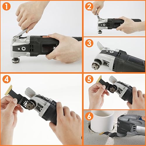 Miniatura 7 de Tzgsonp 14 hojas de sierra oscilantes de titanio, dientes recubiertos de titanio, cortes de metal, madera, plástico, clavos, tornillos, ideales para