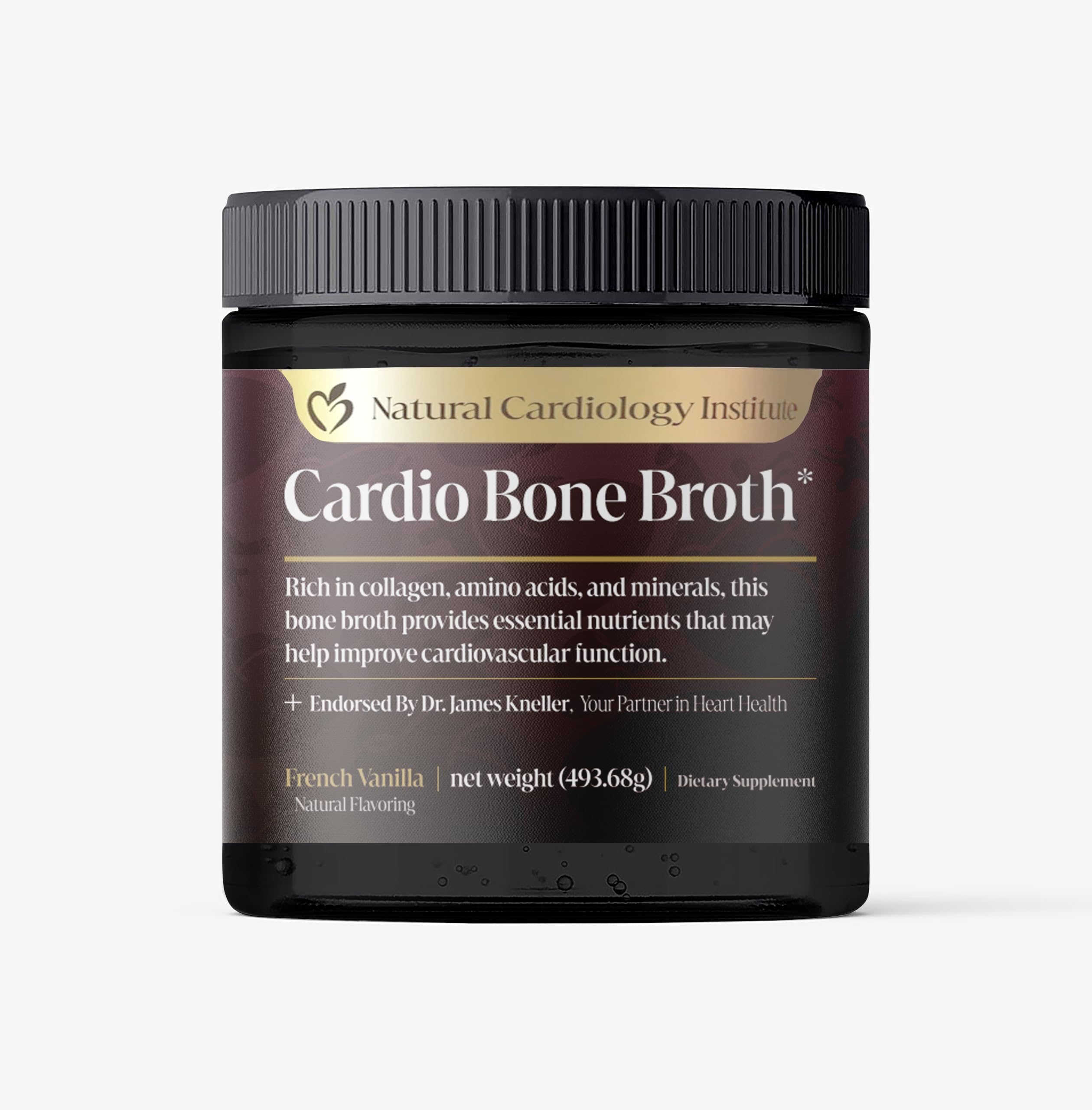 Natural Cardiology Institute Proteína em Pó de Caldo de Ossos com Colágeno, Baunilha, 493 g
