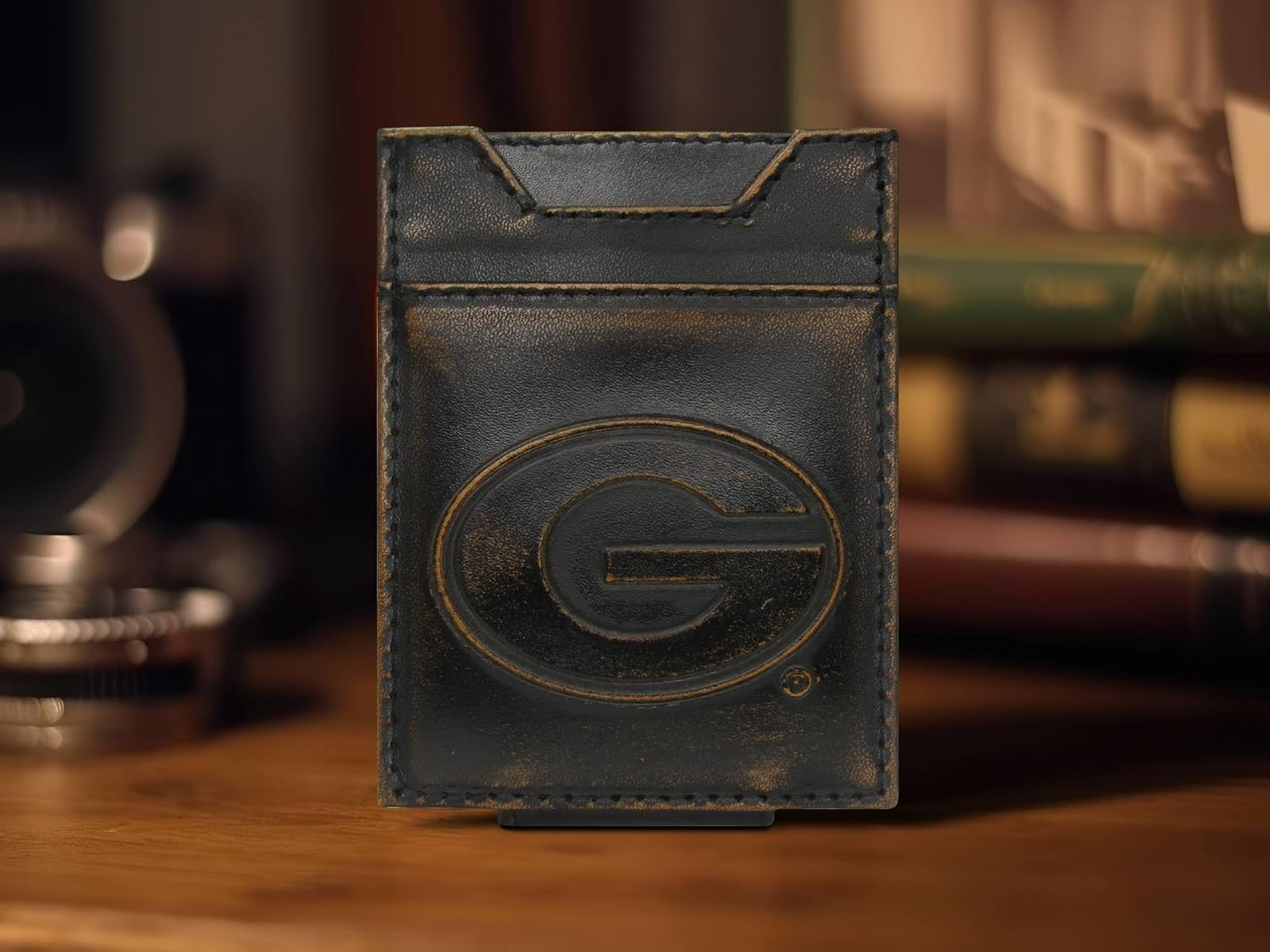 ZEP-PRO NCAA Georgia Bulldogs Burnished Leather Magnetic Front Pocket Wallet, Slim Stylish for Men