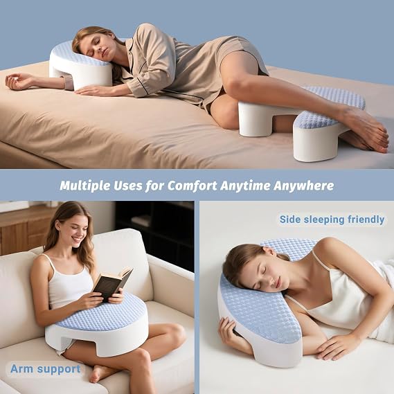 Side Sleeper Pillow for Adults with Arm Hole (Blue,17.5x21)