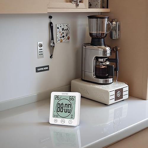 Miniatura 5 de Reloj de ducha digital HD con temporizador, termómetro higrómetro, impermeable para rociar agua, botón táctil, baño, cocina, reloj de pared con