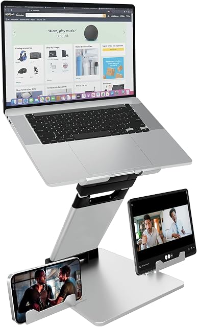 Pivot Laptop Stand for Desk  Stable Laptop Riser for Desk  Height & Angle Adjustable Laptop Stand for desk  Aluminium Macbook pro stand  Laptop Stand Adjustable for 11 to 17 Laptops World