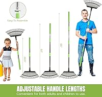 Vista 4 de Joyhalo Rastrillo para hojas ajustable de 65 pulgadas de largo, rastrillo de jardín de 18 pulgadas de ancho con 25 dientes, rastrillos de hojas