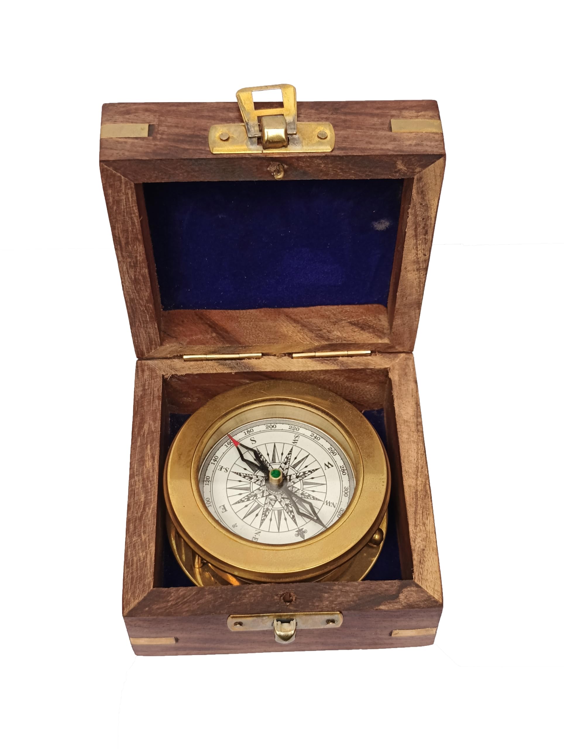 SIFAAT WORLD Vintage Wooden Box Compass, Decorative Nautical Gift for Dad