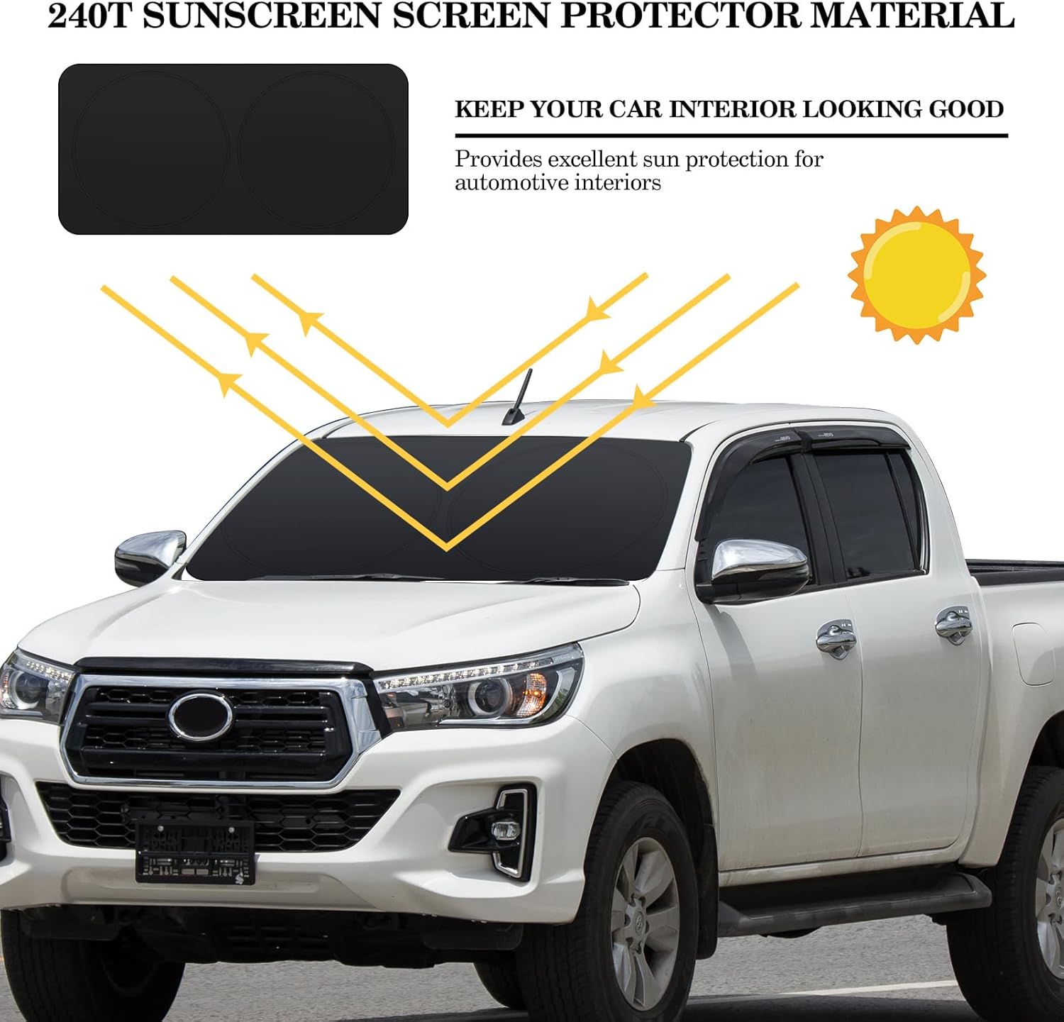 windshield sun shade foldable car front window covers for car accessories sun heat uv rays visor protector protection for universal cars suv truck (solid black)