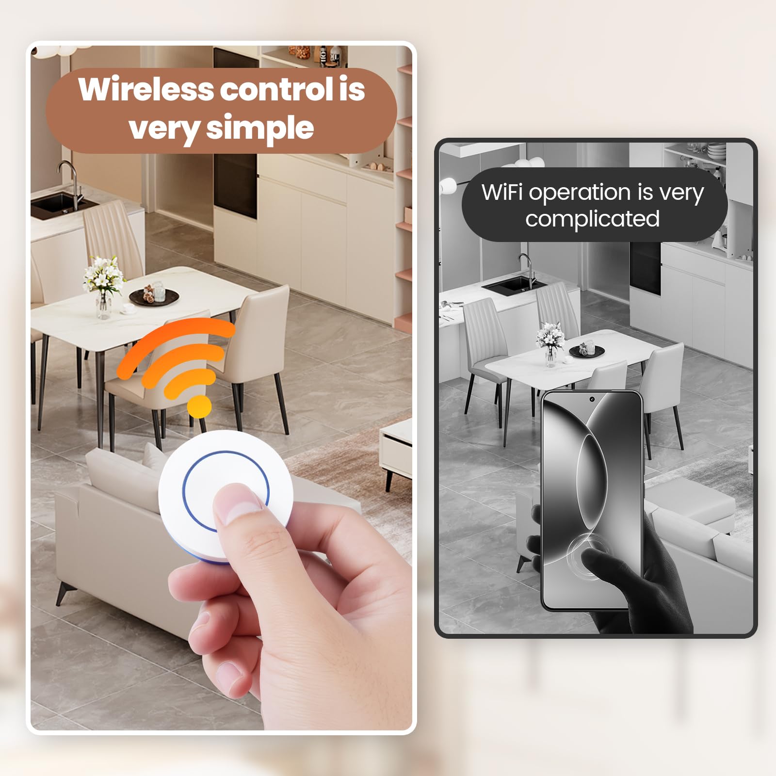 Interruttore radio luce 230 V, set di interruttori della luce wireless con telecomando fino a 30 metri, interruttore della luce senza batteria per lampade fino a 1500 W, facile da installare, set di