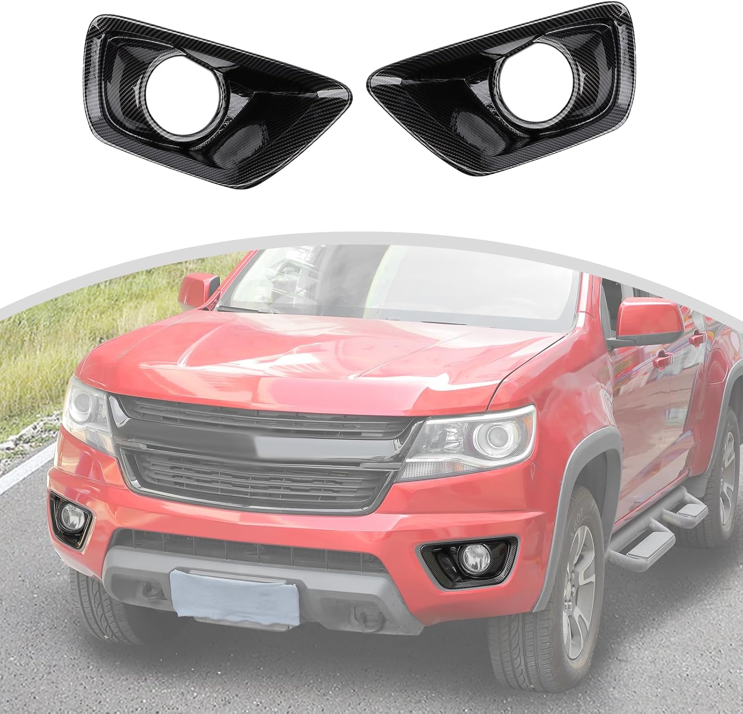 CheroCar for Colorado Front Fog Light Covers Fog Lamp Trim Exterior Accessories for 2015 2016 2017 2018 2019 2020,Carbon fiber