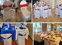 Vista 4 de SINSSOWL Paquete de 50 bandas elásticas deslizantes para silla, de elastano, bandas para silla, lazos y hebillas para decoración de bodas, banquetes
