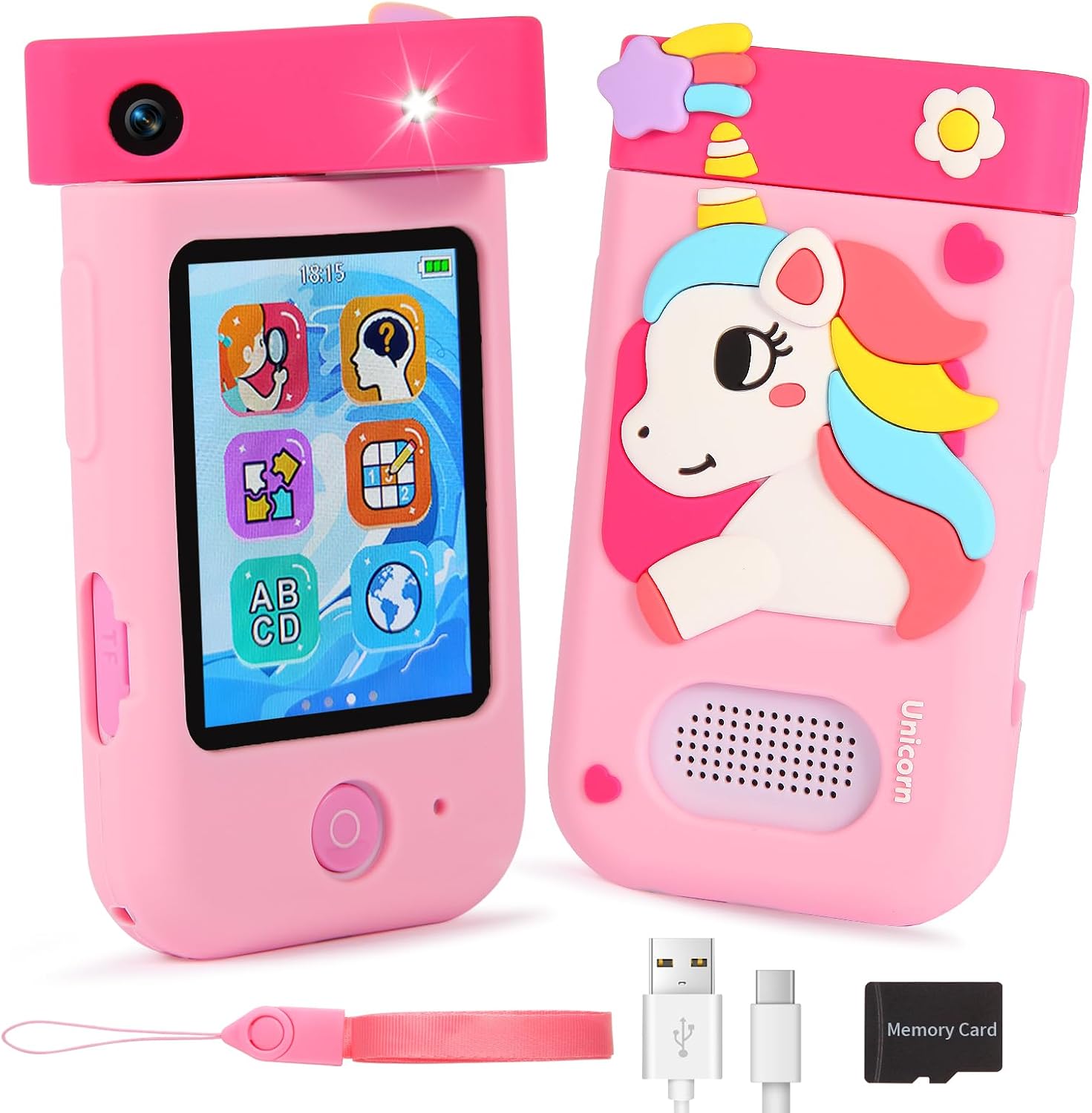 ARNSSIEN Kids Smart Phone 2.8in Touchscreen 180° Rotating Camera Toy