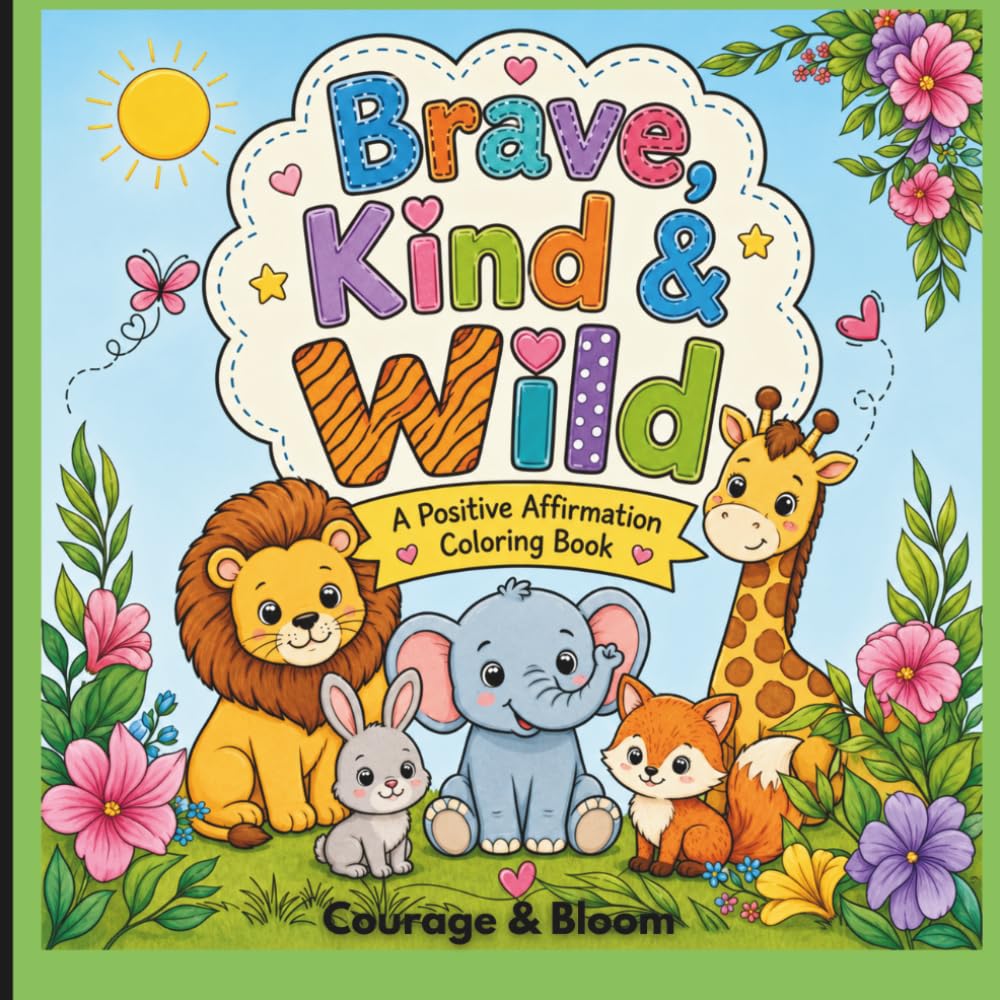 Brave, Kind & Wild: a positive affirmation coloring book