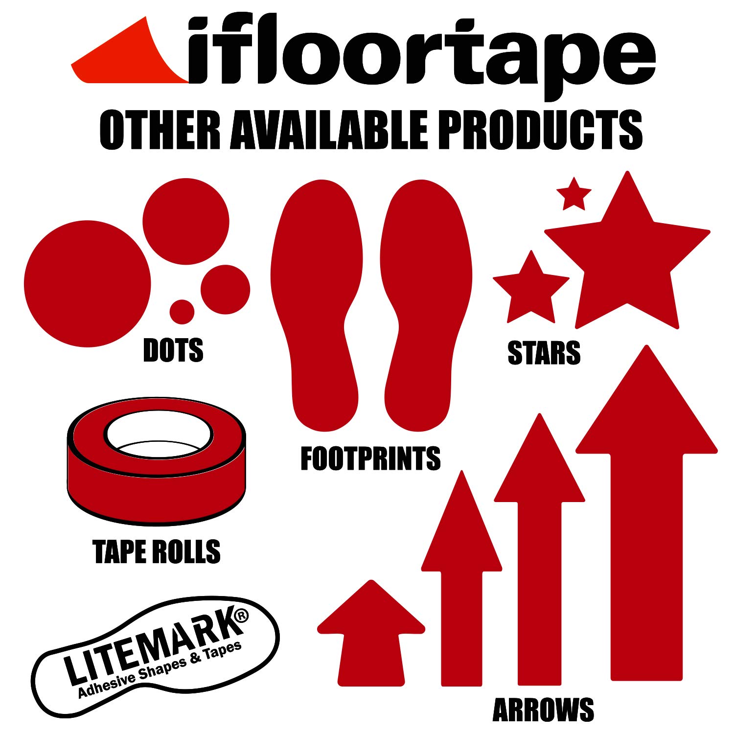LiteMark 4" Red Durable Vinyl Marking Tape - High-Visibility Gloss Finish, Adhesive for Smooth Surfaces - Ideal for Safety Marking, Floors, Warehouses, 5s Management - 150 Feet Roll