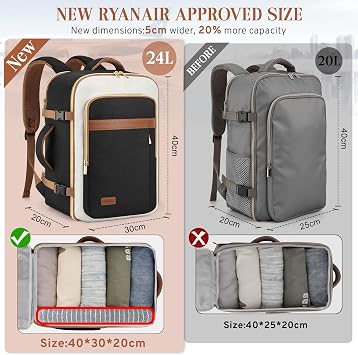 ETRONIK Ryanair Cabin Bags 40x30x20 Underseat, 24L Travel laptop Backpack | Hand Luggage Bag Cabin Size with Wet Pocket, Wizzair Water Resistant Carry on Bag, 15'' Laptop Rucksack for Ryan Air, Easyjet