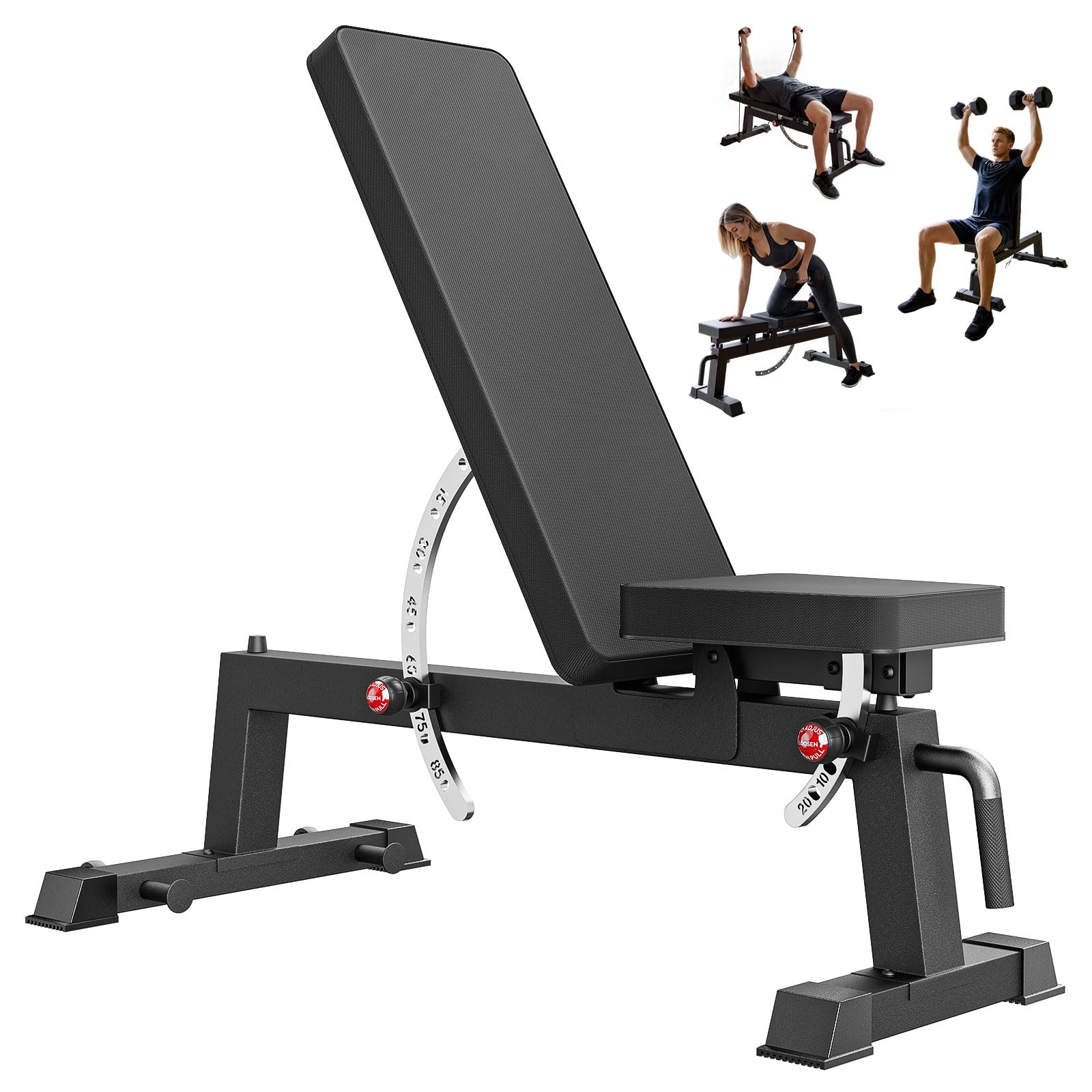 1300lb Capacity Adjustable Weight Bench, Heavy-Duty Workout Bench Home Gym | Adjustable Weight Bench, Comfortable Extended & Easy-to-Clean Backrest, Transport Wheels & Easy Mobility for Home Gym