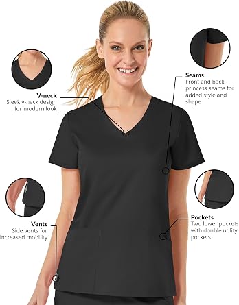 Maevn EON Back Mesh Panel Shaped V-Neck Scrub Top
