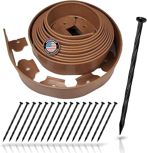 One Stop Outdoor Bordes instantáneos kit de bordes de patio sin excavación color marrón de 20 pies para paisajismo y borde de jardines de flores 2