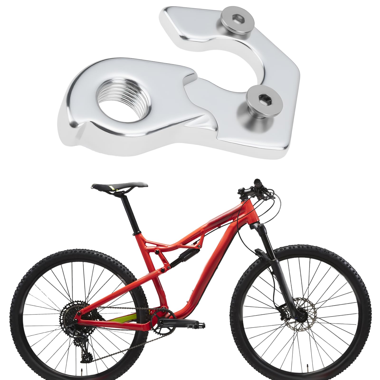 Patilla de Cambio Trasera Plateada para Bicicleta con Tornillos GH-063 de Aleación de Aluminio Compatible con Bicicletas Rockrider.